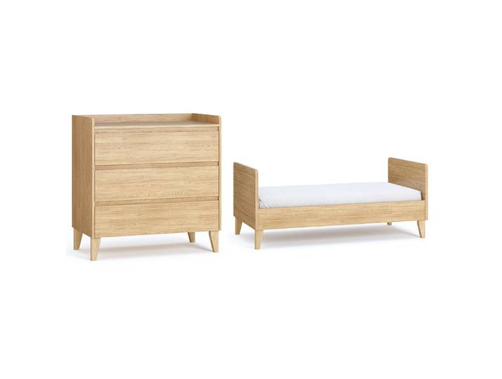Lit évolutif 70x140 et commode 3 tiroirs Vox Muve Bois