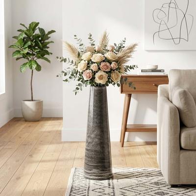 Sagebrook Home Decorative Vase - Black Ceramic Textured Two-Tone, 20 in.