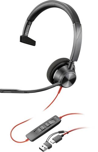 HP Poly Blackwire C3310 On Ear Headset kabelgebunden Mono Schwarz Mikrofon-Rauschunterdrückung, Noise Cancelling Headset