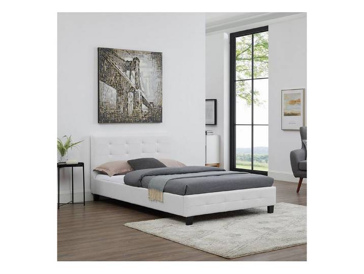 CARO-Möbel Polsterbett BRIGHTON, Polsterbett Einzelbett Design Kunstleder 120x200 mit Lattenrost