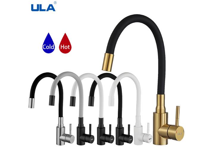 ULA robinet de cuisine en or, bec Flexible en acier inoxydable, robinet d'évier de cuisine, robinet mitigeur d'évier d'eau chaude et froide, grue rotative à 360 degrés