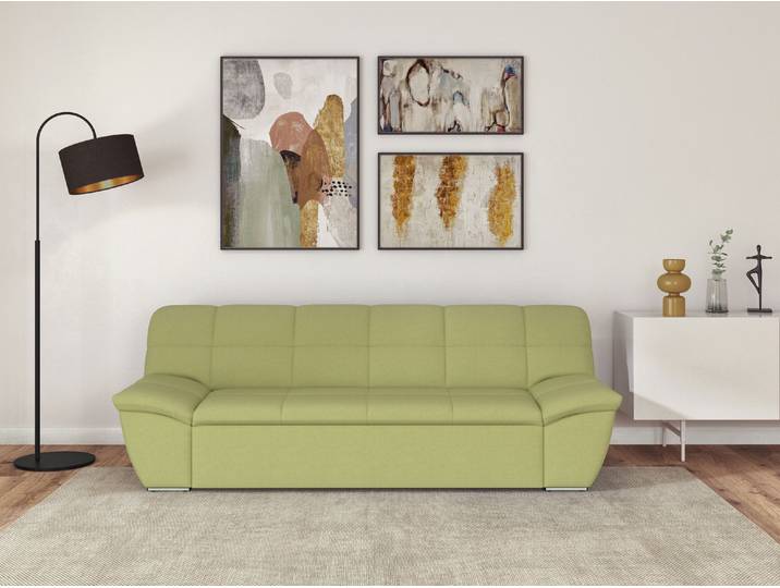 3-Sitzer DOMO COLLECTION SPLASH Breite 232 cm, moderne Sitz- und Rückensteppung, komfortabel , gelb (gelb, grün), B:232cm H:76cm T:96cm, 100% Polyester, Sofas, 3-Sitzer, flache Armlehnen zum Entspannen