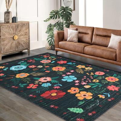 Garvee 1200GSM Ultra Thick Area Rug, Modern Colorful World Printed Foldable Carpet, 100% Polyester Back Heavy-Duty Soft Rug