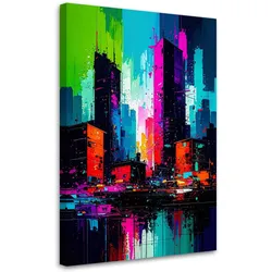 LEINWANDBILD Bunte Stadt Abstrakt 80x120cm
