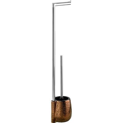 WC-Garnitur WENKO "Marrakesh", braun, B:10,5cm H:72cm L:15cm, Keramik, Reinigungsbürsten, Stand WC-Garnitur