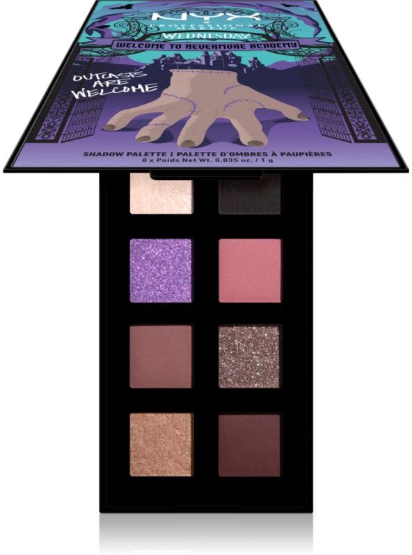 NYX Professional Makeup Wednesday The Nevermore Academy Palette Eyeshadow Palette, 8 Shades 8x1 g