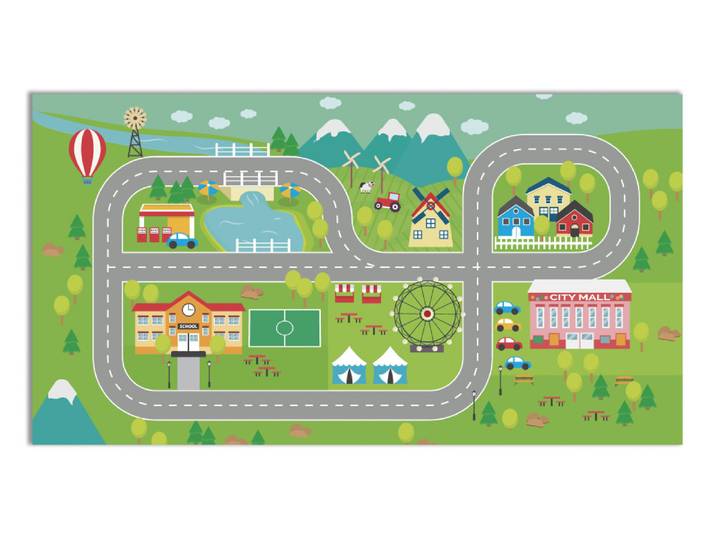 Tapis vinyle routes pour les enfants 120x170cm