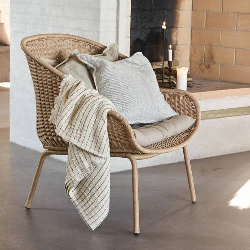 House Doctor Hapur fauteuil - Rattan en metaal - Beige/Bruin