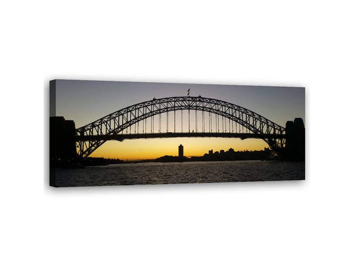 Feeby Wandbild sydney harbour bridge, Grau, Stadtarchitektur, Rechteckig, 90x30 cm, Bilder & Rahmen, Bilder, Leinwandbilder