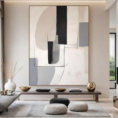 Uplift Essentials Beige Texture Abstract Art Handmade Style Minimalist Painting Neutral Canvas Wall Art For Modern Living Room Decor style 9 16x20 In
