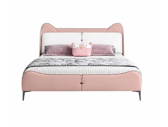 JVmoebel Kinderbett Rosa Kinderbett Jugendbett Leder groß für Mädchen Kindermöbel, Made in Europa