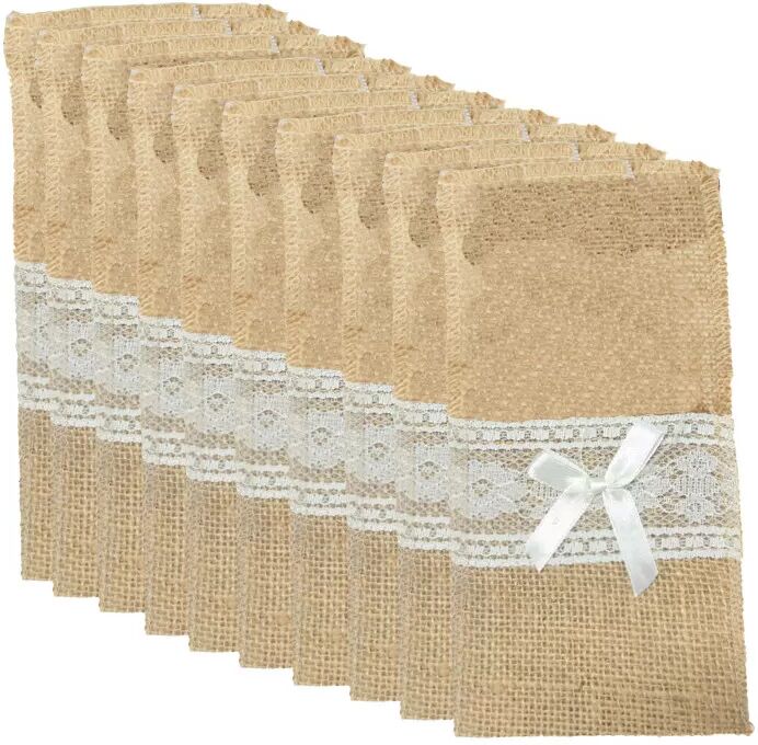 INF 10-teiliges Besteckhalter-Set aus Jute – Weihnachtsdekoration