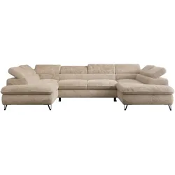 WOHNLANDSCHAFT PETER U Plüsch Beige