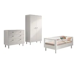 JUNIORBETT SET 70x140 Keeley Buche Weiß Holz Schrank Komfort Stabil