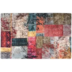 vidaXL Teppich Waschbar Patchwork 80x150 cm Mehrfarbig Rutschfest