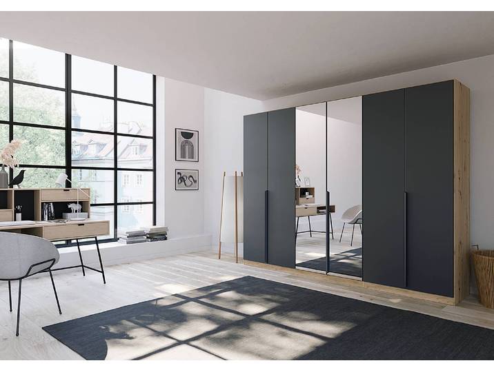 Drehtürenschrank Dark&Wood 271cm Braun/Grau mit Spiegeltür/-en