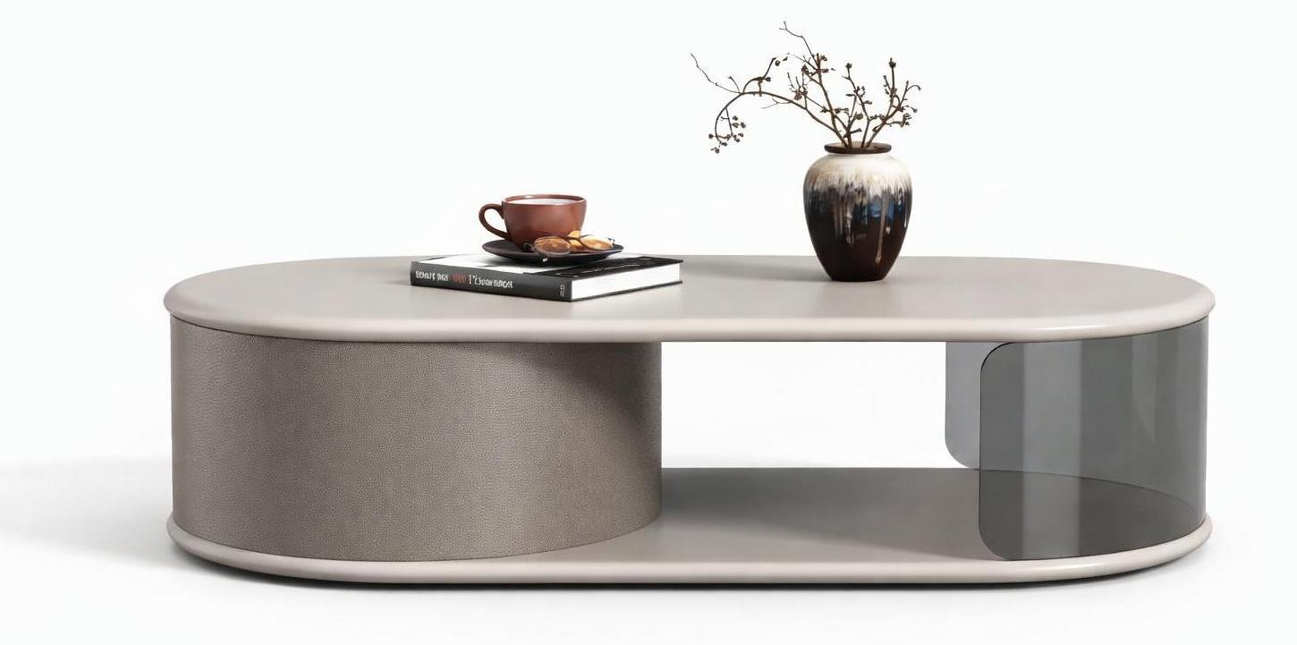 JVmoebel Moderne ovale salontafel met transparant design