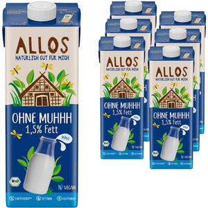 Allos Sojadrink ohne Muhhh 1,5% Fett, BIO, ohne Zuckerzusatz, je 1 Liter, 6 Stück