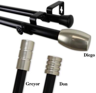 "InStyleDesign 13/16"" Two Tone Tube Collection Double Curtain Rod"