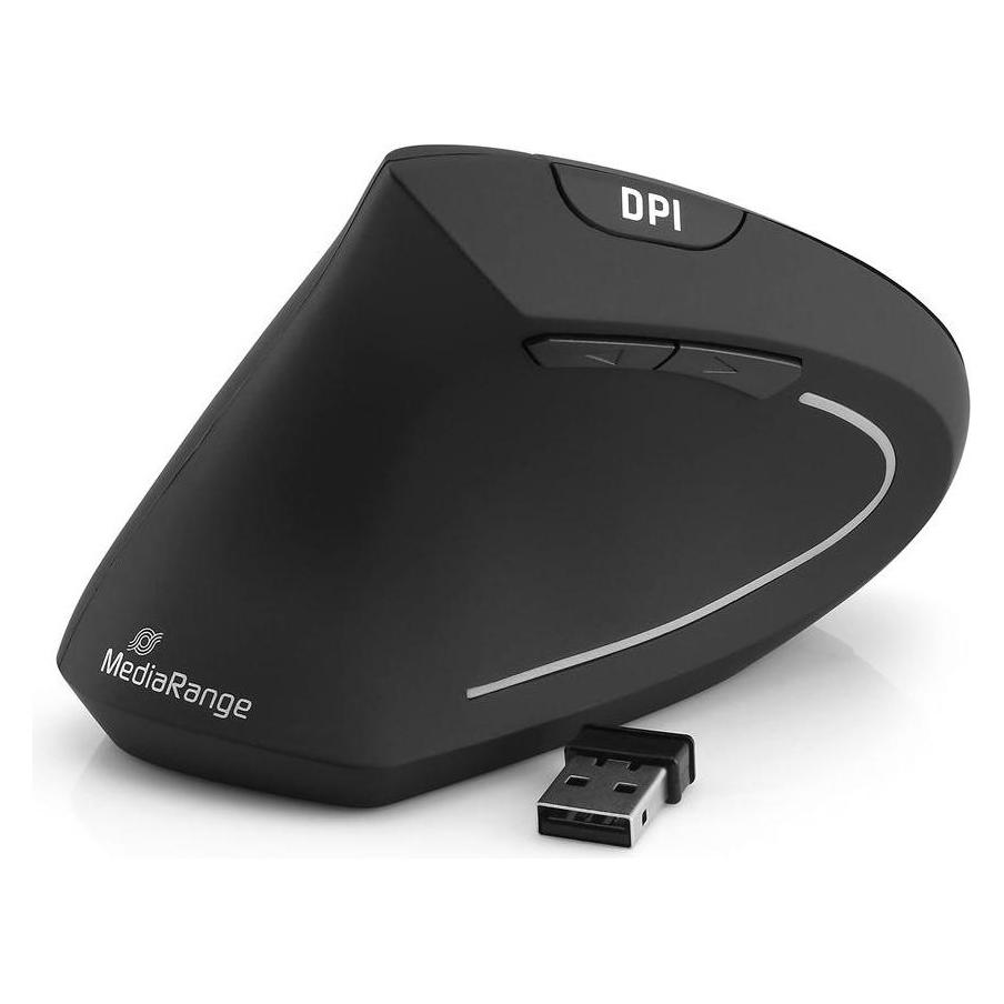 MediaRange Maus Wireless Vertical Linkshänder, schwarz (Kabellos) (MROS233)