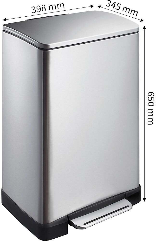 Edelstahl-Tretabfallsammler, eckig, Volumen 40 l, Anti-Fingerprint-Beschichtung EKO