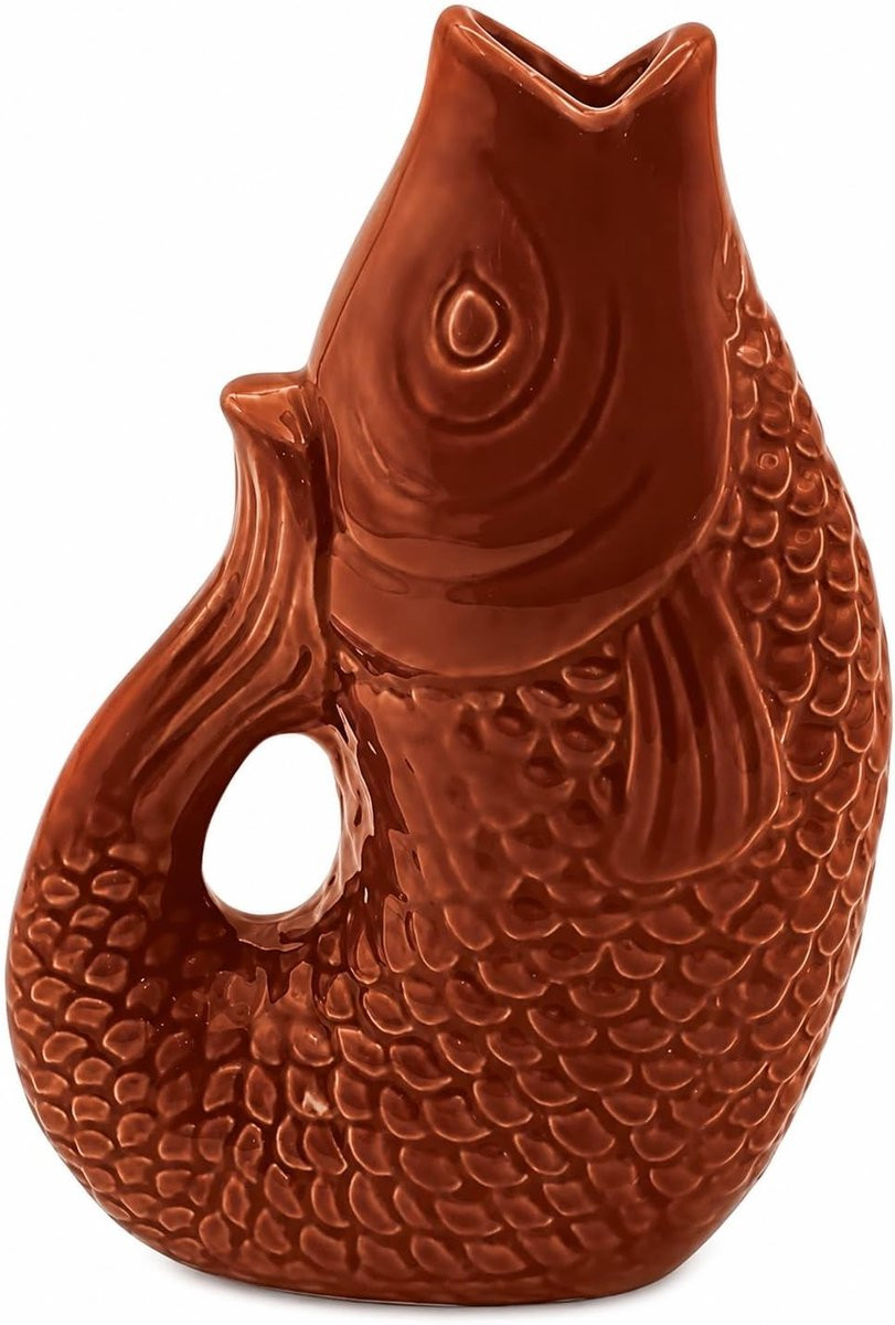 SnelShoppen Bohemian Fish Vaas Terracotta - Decoratieve Keramische Vaas - Hoogte: 12 cm