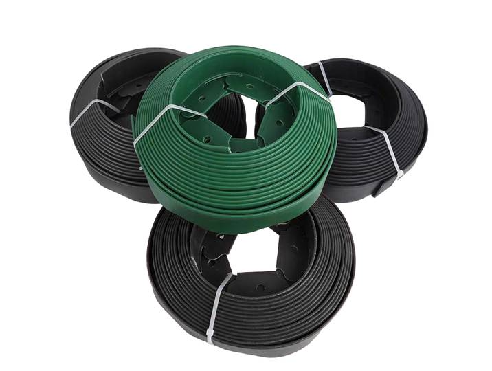 Bordure de jardin de 10 mètres, bordure paysagère sans creusement, bordures de jardin flexibles de 5 cm de hauteur, bordure de pelouse noire avec 30 pointes, bordure décorative pour jardin, bordure en