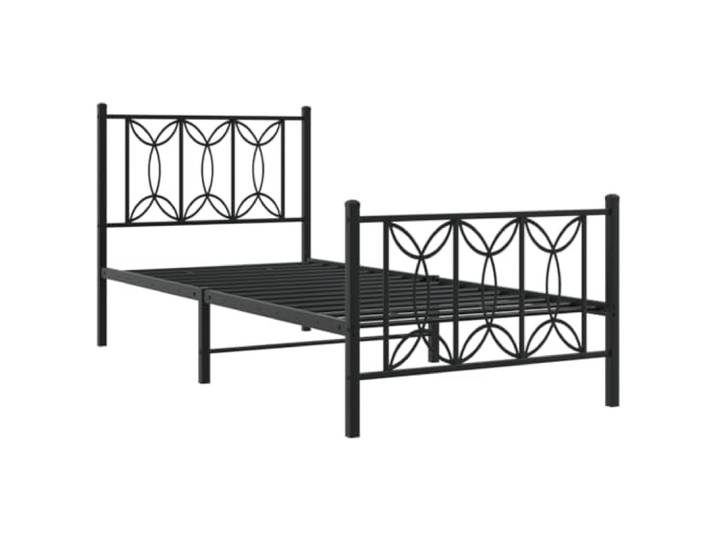KTHLBRH Bettgestell aus schwarzem Stahl, 75 x 190 cm, mit Kopfteil Bettgestell mit Stauraum, inkl. Lattenrost, stabiles Bettgestell