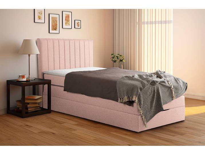 Boxspringbett Ghoripur - Typ A 90 x 200cm Webstoff Mavie Pink