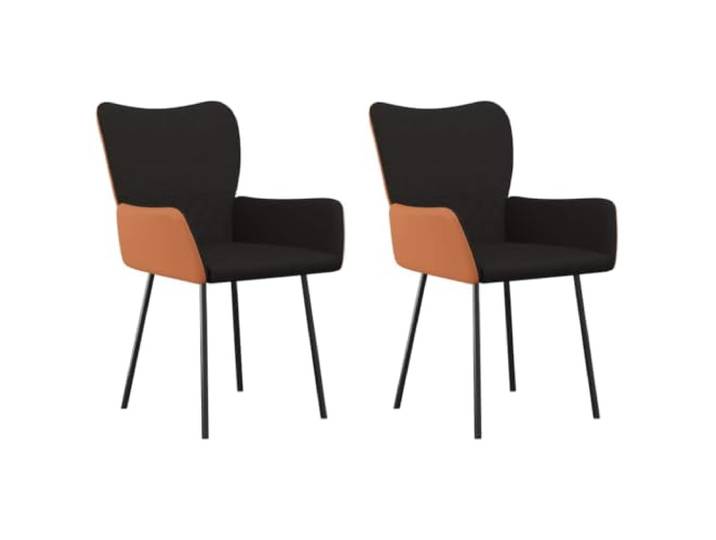 KGHERMDF Esszimmerstühle 2 STK. Schwarz Stoff und Kunstleder Atmungsaktiv, Schmutzabweisend, Metallrahmen, Armlehnen, Polsterung, Esszimmer