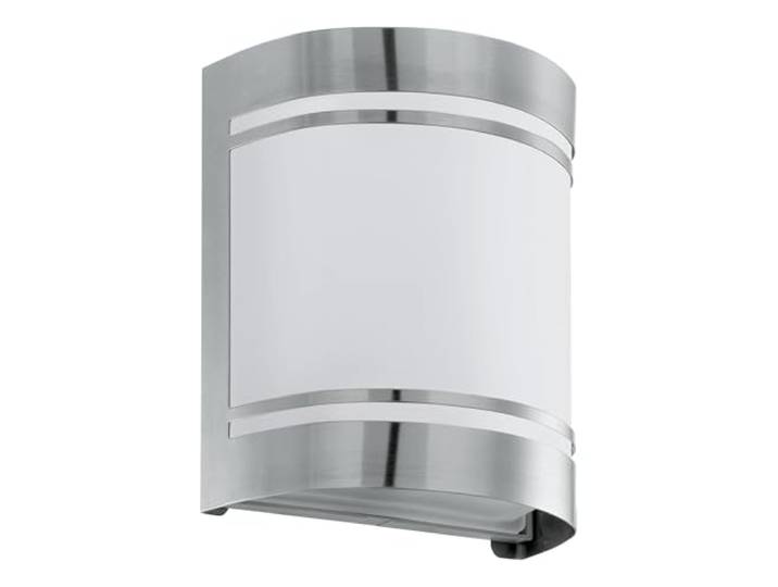 EGLO Applique murale extérieure Cerno\, lampe extérieure 1 flamme\, applique en acier inoxydable\, couleur : argent\, blanc\, verre : blanc satiné\, douille : E27\, IP44