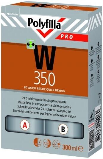 Polyfilla Pro W350 2K Sneldrogende Houtreparatiepasta