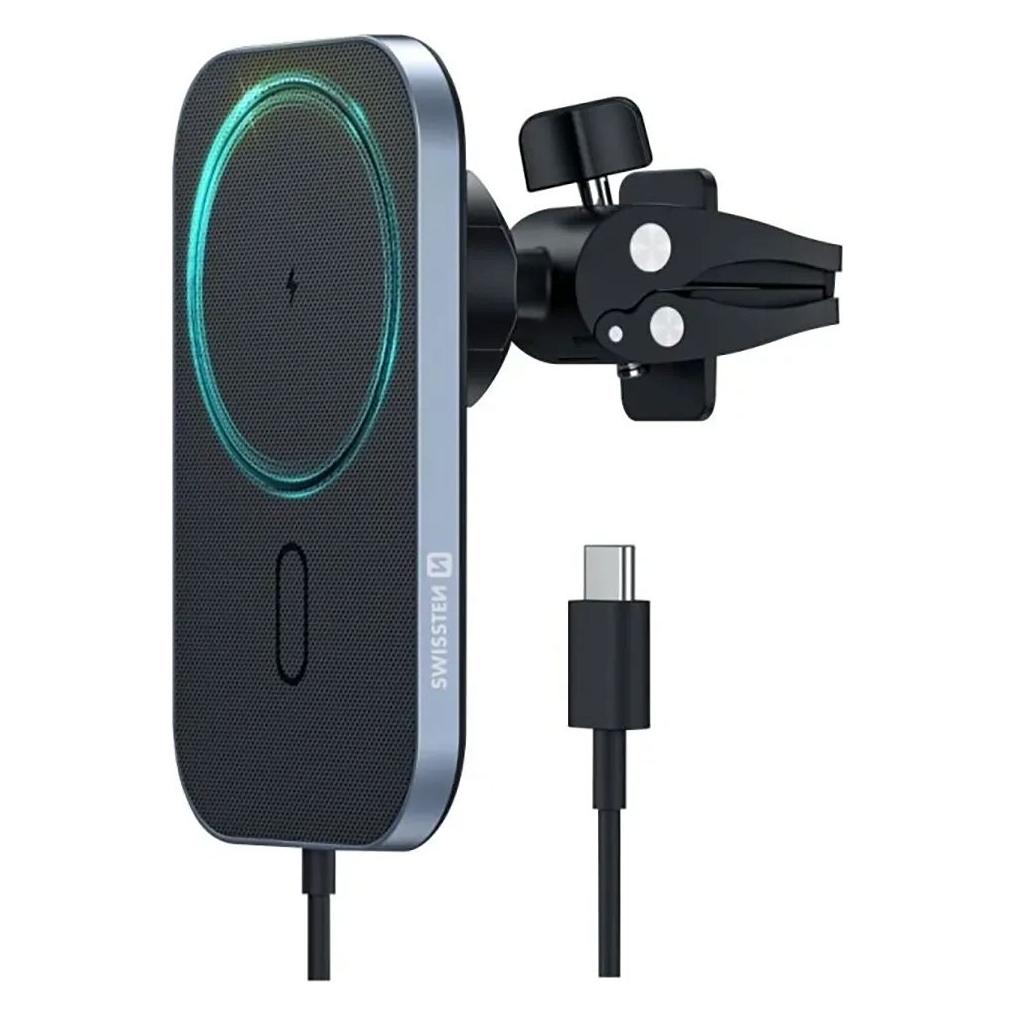 Swissten Magnetic Car Holder with Wireless Charger (8595217476929)