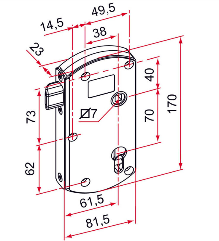 Serrure MODULOX à pêne réglable sans butée noir TIRARD GB592001