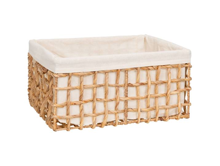 Korb Giulia braun H 11 cm - Material: Wasserhyazinthe/Leinen