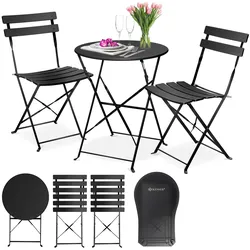 KESSER® Bistroset 3-teilig Bistrotisch mit 2 klappbaren Stühle Set Balkonset Balkonmöbel Klapp-Möbel Gartenset Sitzgarnitur Gartengarnitur Gartenmöbel Sitzgruppe Metall Bistro Gartentisch inkl. Abdeckung