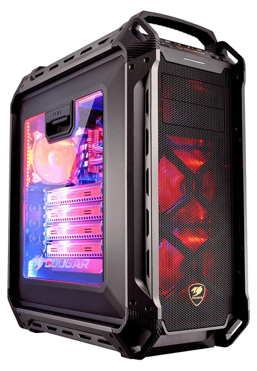 COUGAR Gehäuse Full-Tower, Panzer Max, Schwarz, Full Tower, PC, Schwarz, ATX, CEB, EATX, micro ATX, Mini-ITX, Acrylglas, Netz, Metall, Gaming