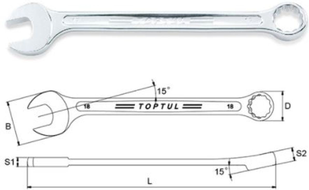 Schraubenschlüssel, Maulschlüssel TOPTUL 16 mm