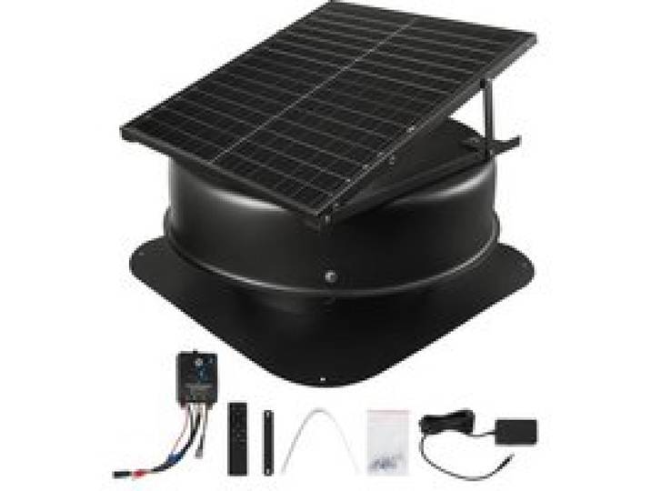 VEVOR Solarbetriebener Ventilator, 50 W Solar-Dachventilator mit Thermostat, Fernbedienung, 84950 L/min Luftstrom, integrierter Rauchsensor mit automatischer Abschaltung zum Kühlen & Entfeuchten