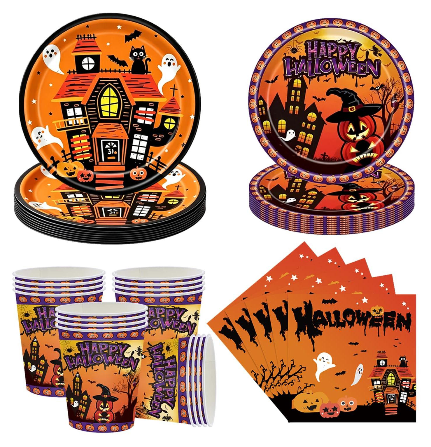Dripio Halloween serviesset met pompoenmotief, 80-delig, voor 20 personen