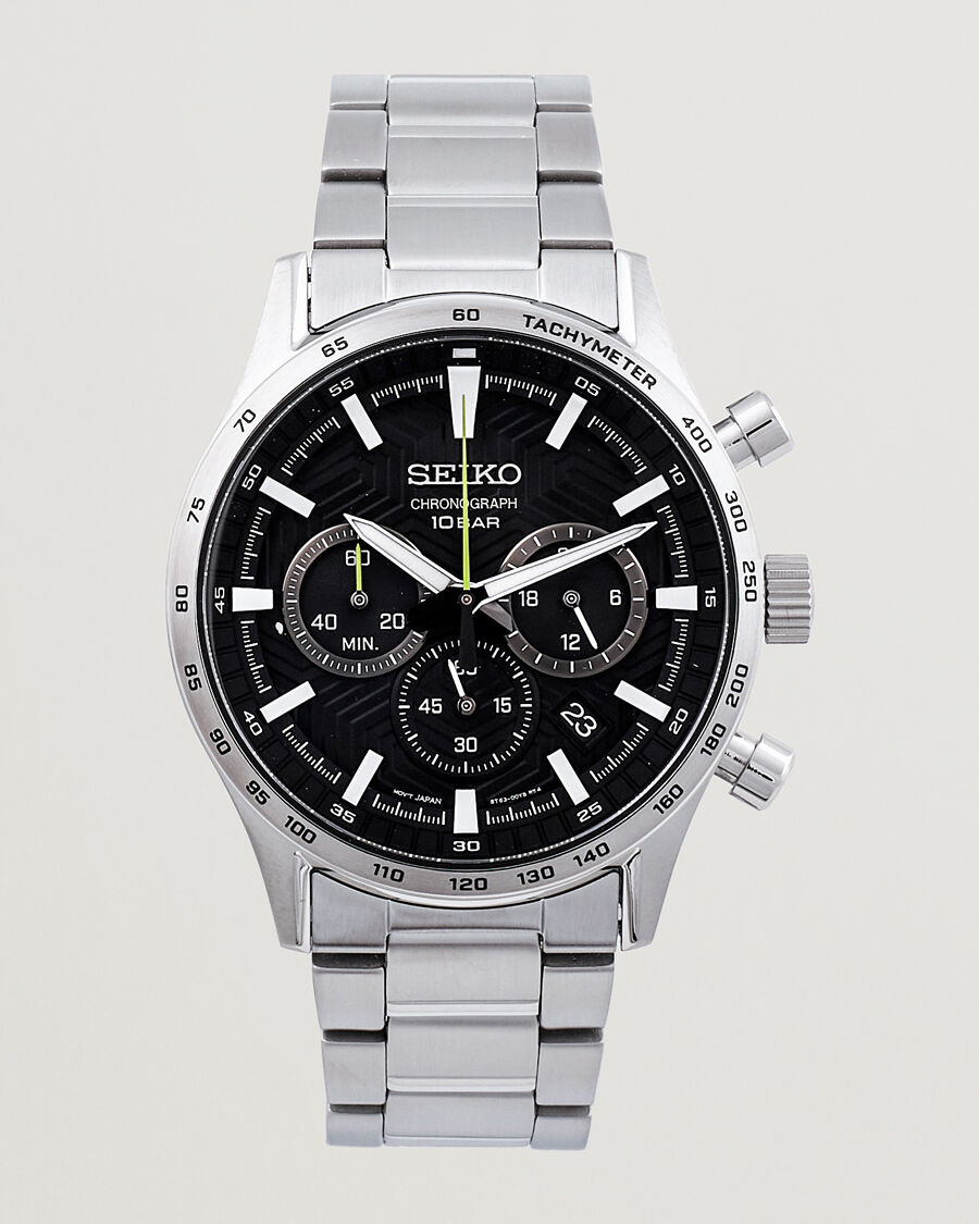 Seiko Chronograph 43mm Steel Black Dial men One size Sølv,Sort