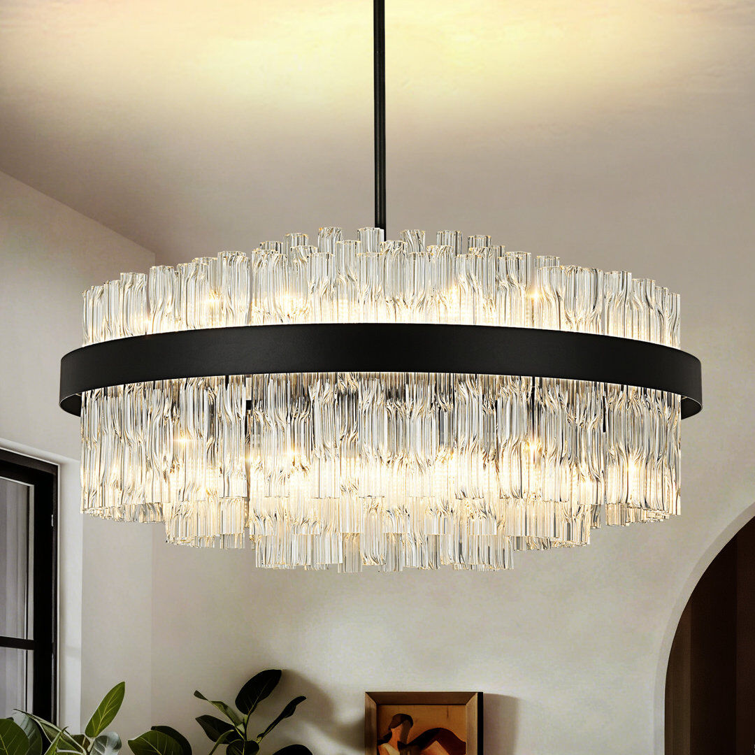 Fairmont Park Crystal Chandelier Round Chandeliers for Living Room Black 30cm H x 60cm W x 60cm D