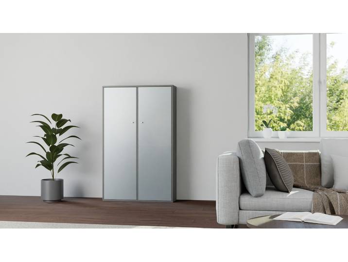 Klassische Vitrine nach Maß - Regal mit Glastüren Premium Dekore Basaltgrau