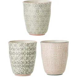 Bloomingville Cécile Becher, Rose, Steingut 3er-Set, Ø 8,5 x H9,5 cm, 3er-Set