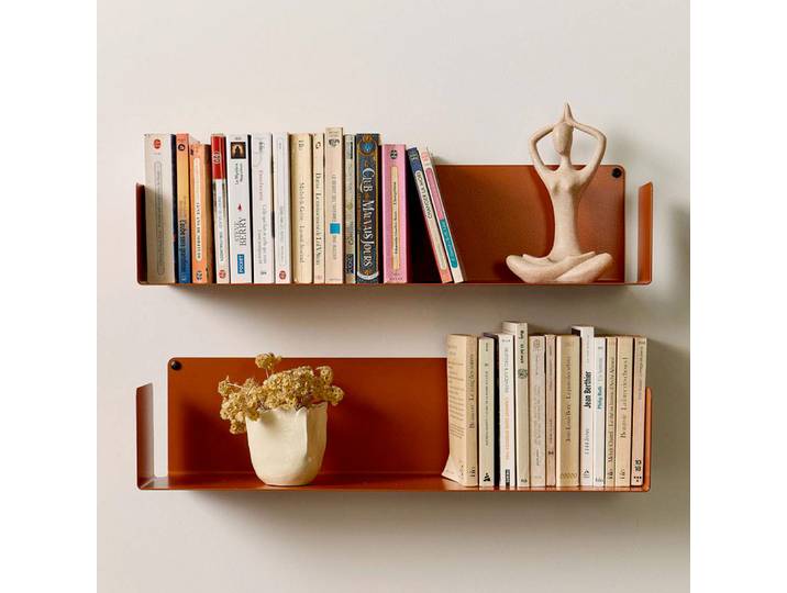 Étagère livre en acier 60 x 15 cm - cuivre terracotta - lot de 2 - teebooks