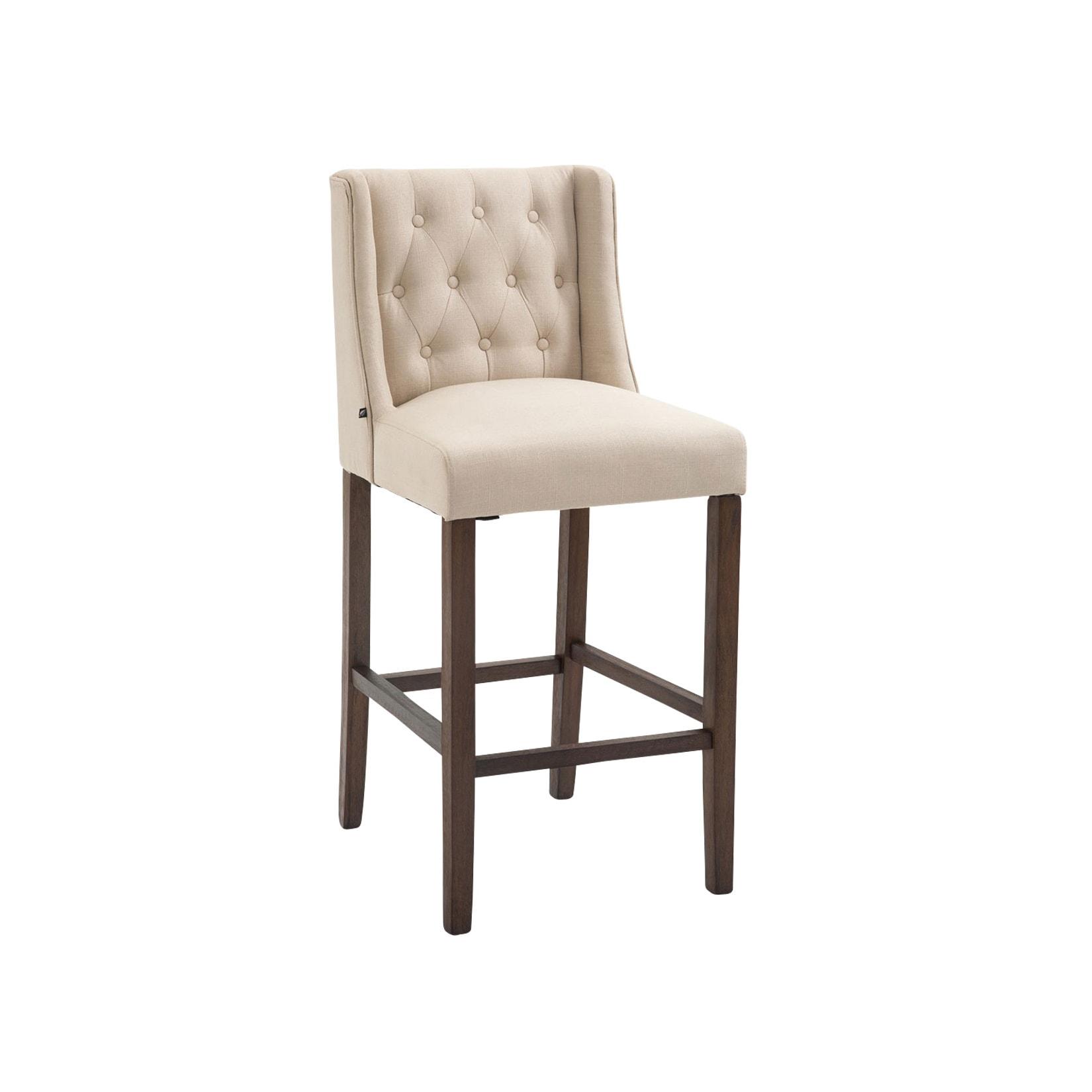 CLP Barhocker Cassandra Stoff Antik-dunkel - Farbe: creme, Gestellfarbe: antik-dunkel