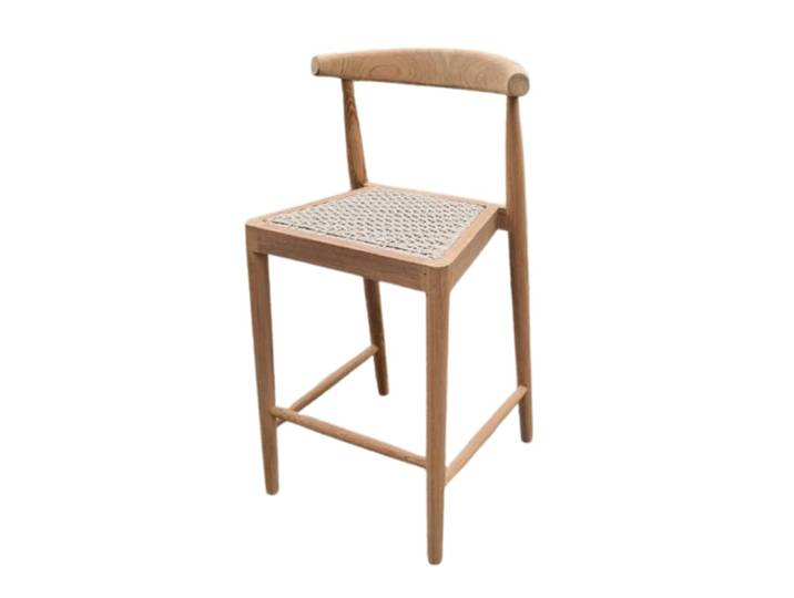 Chaise haute de bar en teck et corde naturel