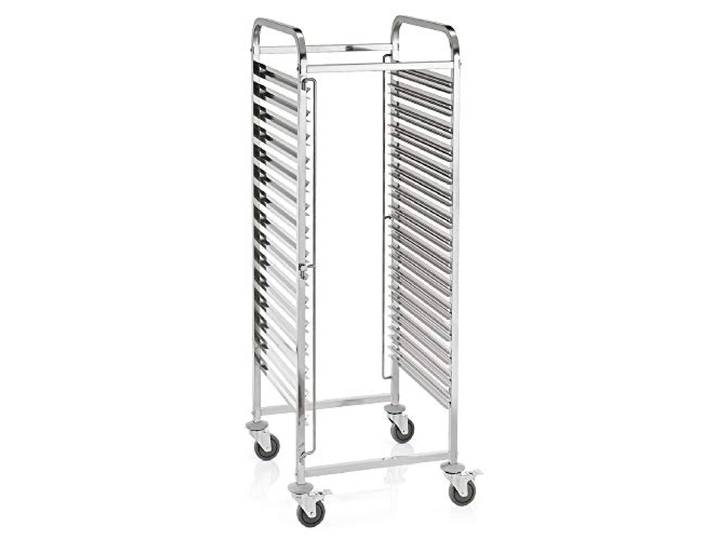 WAS 1953 650 Chromnickelstahl GN Regalwagen für 6 Behälter, 2/1 GN, 21kg Ladekapazität, 67cm x 59cm x 174cm