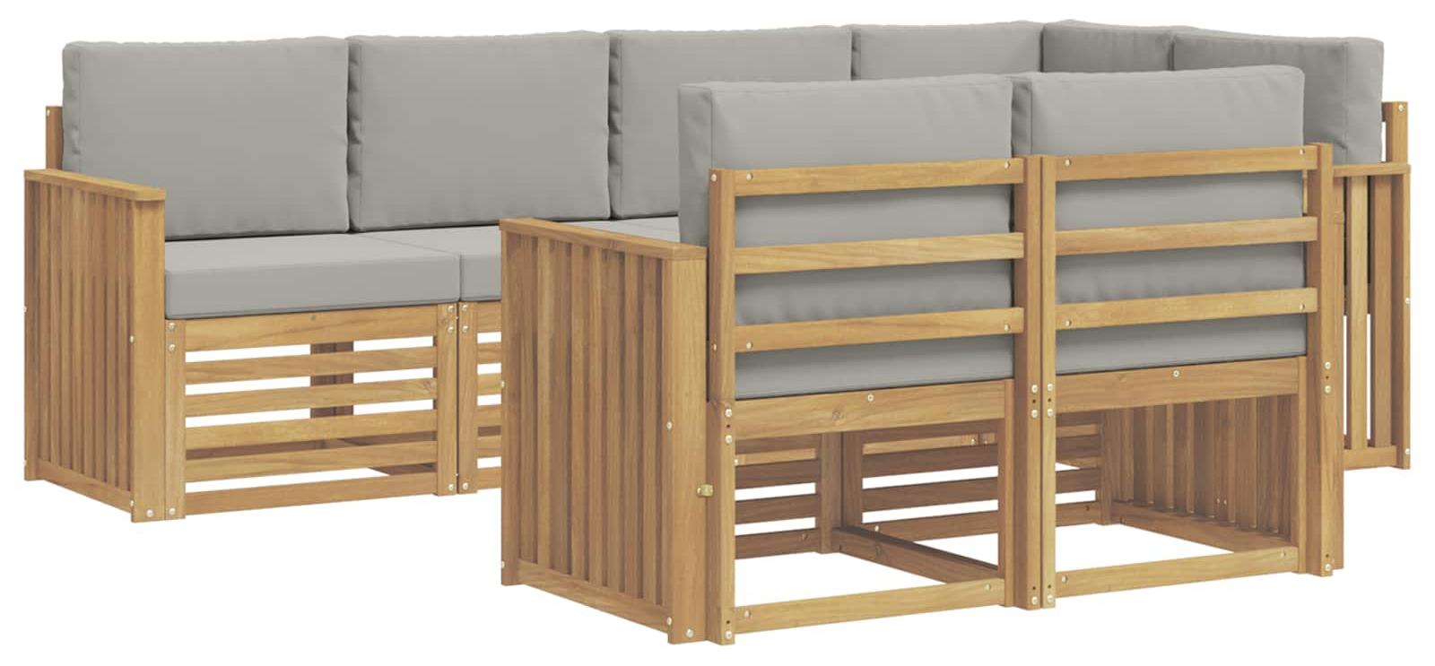 Gartenmöbel-Set, 7-teilig, bestehend aus Sofas, in Weiß und Hellgrau