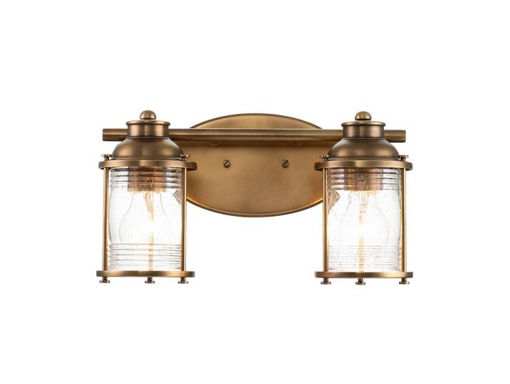 Elstead Lighting Badezimmer-Wandleuchte Ashland Bay, Messingfarben, Metall, Glas, 36.2x20.6 cm, Europäischer Sicherheitsstandard, CE, Lampen & Leuchten, Innenbeleuchtung, Wandleuchten, Spiegelleuchten